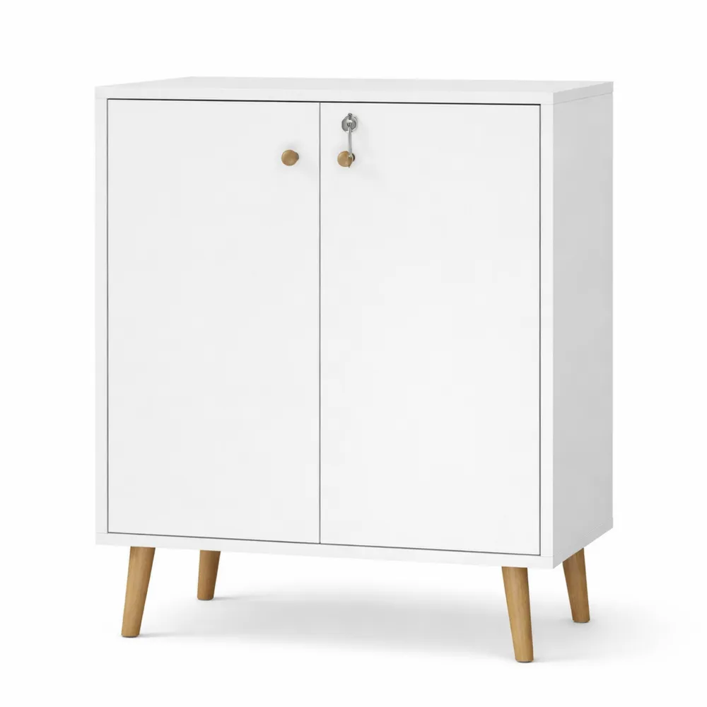 Abschließbarer Büroschrank in Weiß, 65,2x85,5x39 cm