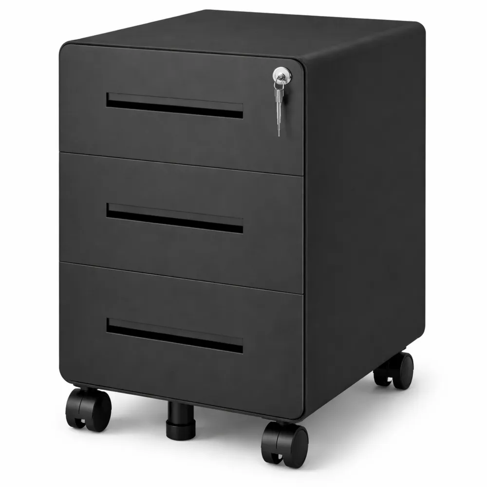 Rollcontainer mit 3 Schubladen, Schwarz, 500x400x500 mm