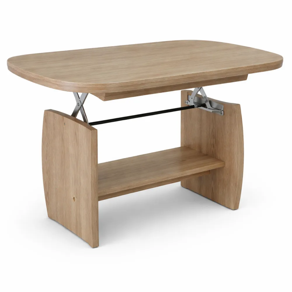 Moderner höhenverstellbarer Couchtisch in Sonoma Eiche Optik mit Ablage