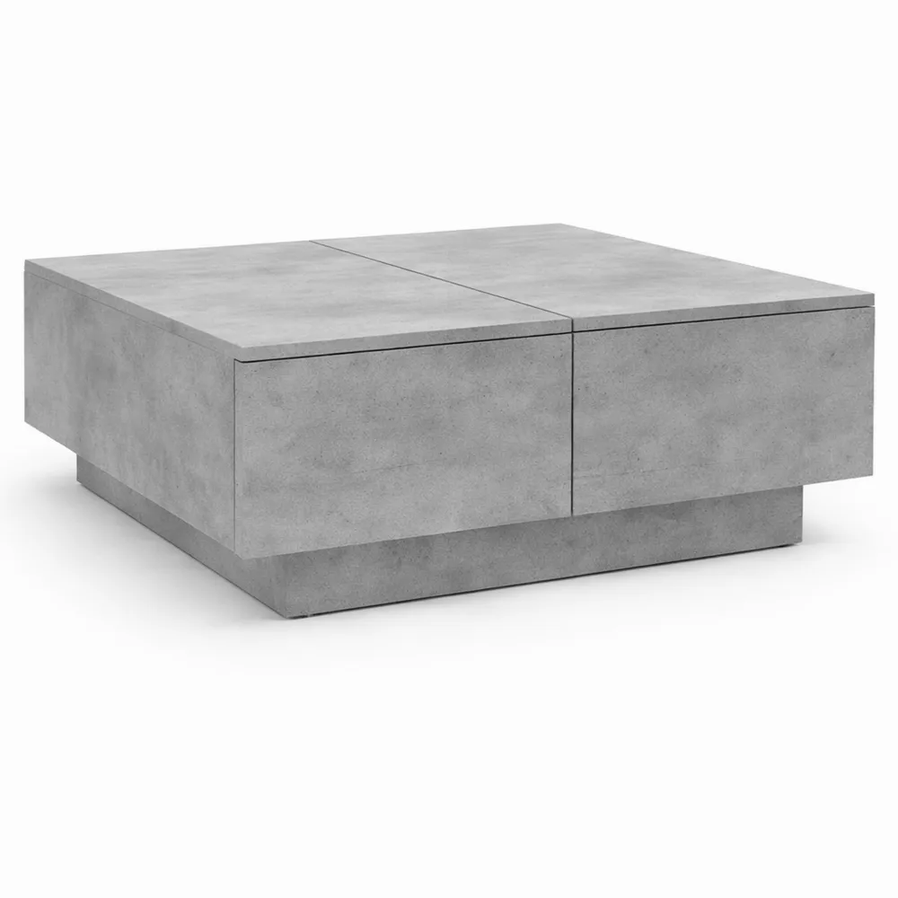 Moderner Couchtisch mit Stauraum in Betongrau
