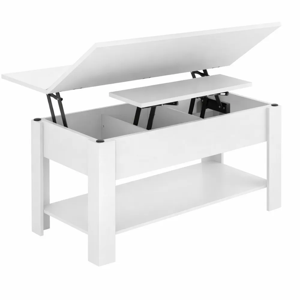 Höhenverstellbarer 3-in-1-Couchtisch mit Stauraum in Weiß