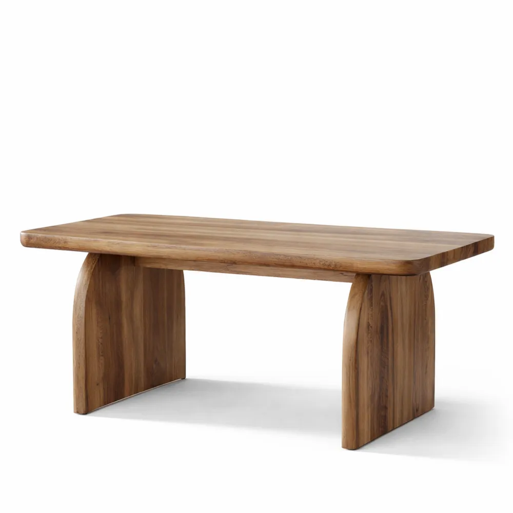 Rustikaler Holz-Couchtisch mit abgerundeten Ecken, 120 cm