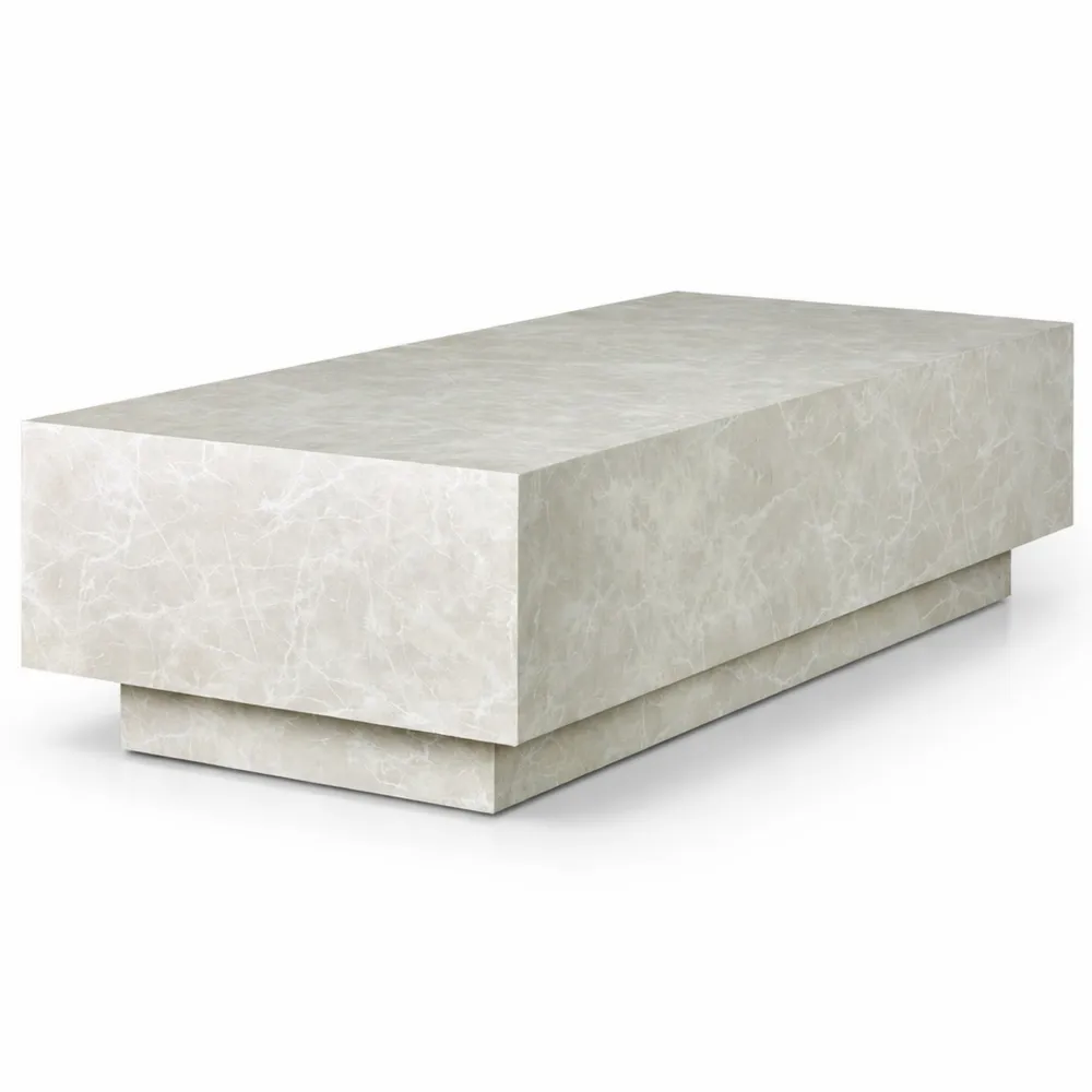 Moderner Couchtisch in Travertin Steinoptik, Beistelltisch für Wohnzimmer