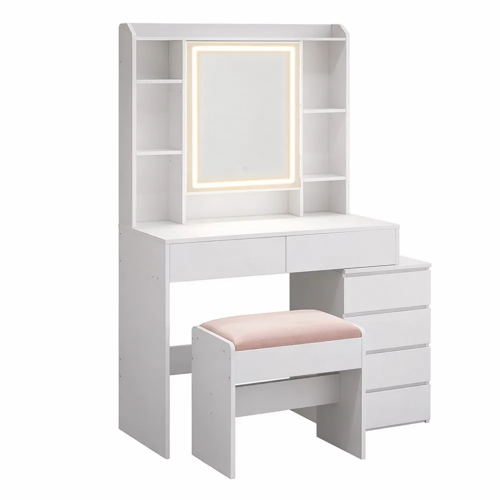 Schminktisch mit LED-Beleuchtung, einstellbaren Lichtfarben und Spiegel