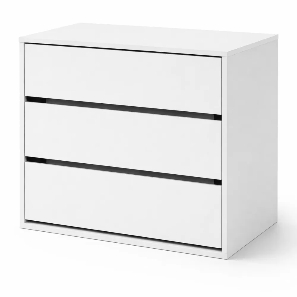 Moderne Kommode mit drei Schubladen in Mattweiß