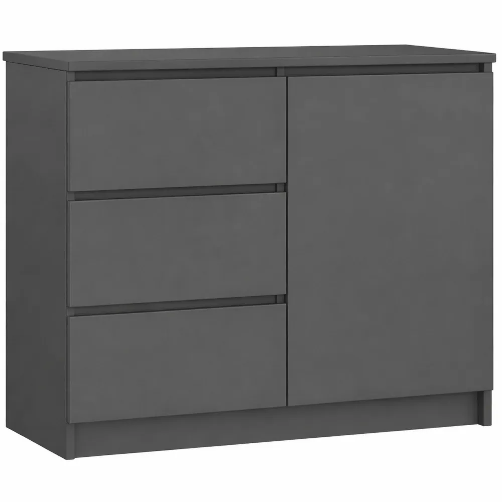 Moderne Kommode mit Schubladen und Einlegeböden, Graphitgrau