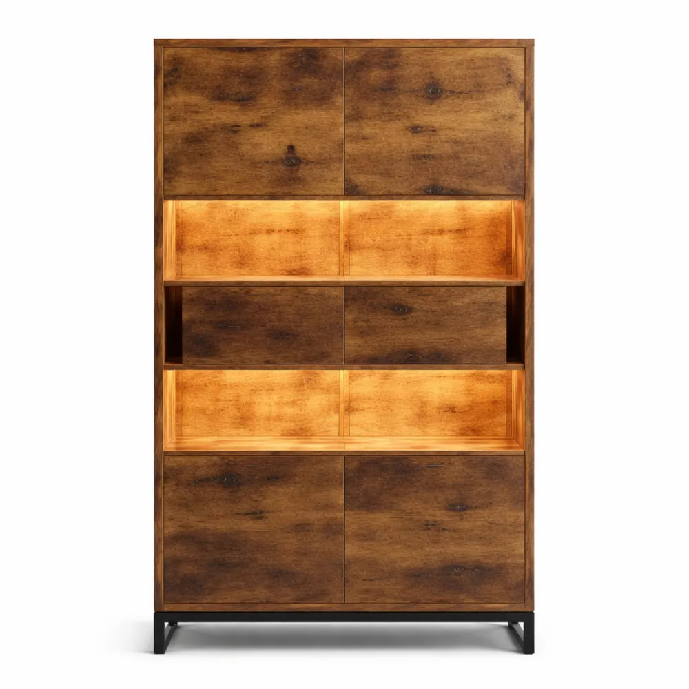 Beleuchtete Vitrine mit Schubladen und Acrylblende