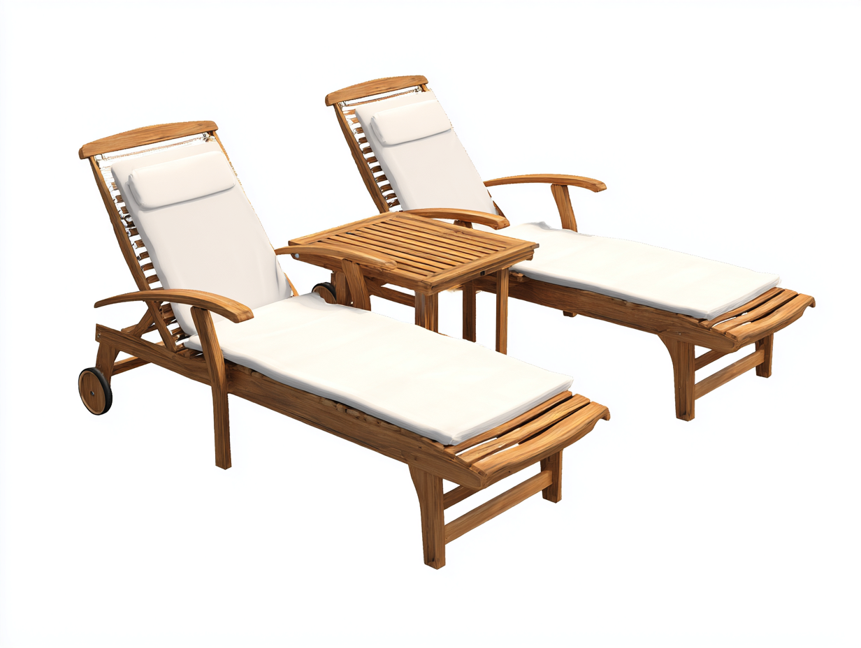Transat de jardin - ensemble bois massif et textile 200x65x35 cm avec table 50x50x45 cm - bois/beige - style naturel