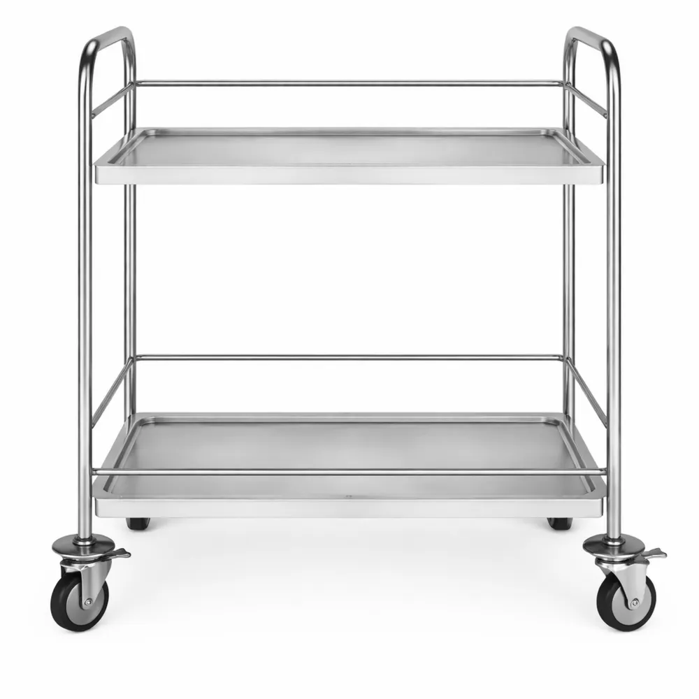 Mobiler Küchenwagen aus Edelstahl mit geräuscharmen Bremsrollen