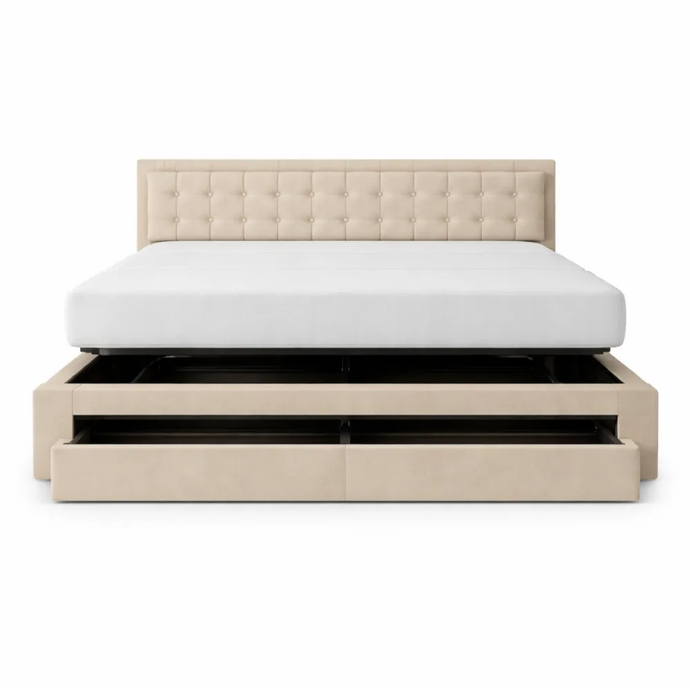 Doppelbett 180x200 cm mit Stauraum und Schubladen, Hydraulisches Metallgestell