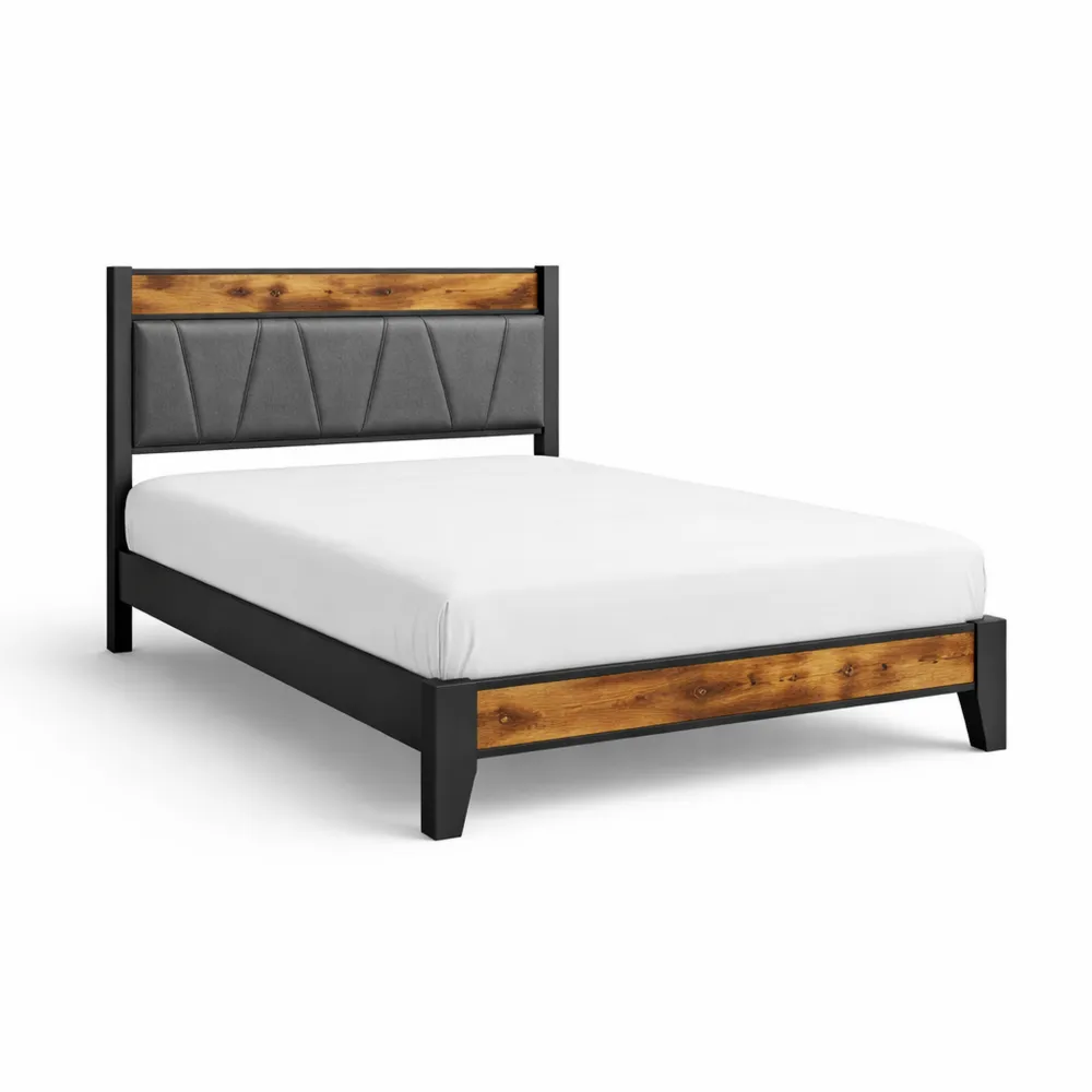 Einzelbett mit Metallrahmen, USB- und Typ-C-Anschlüssen, Kopfteil und Stauraum