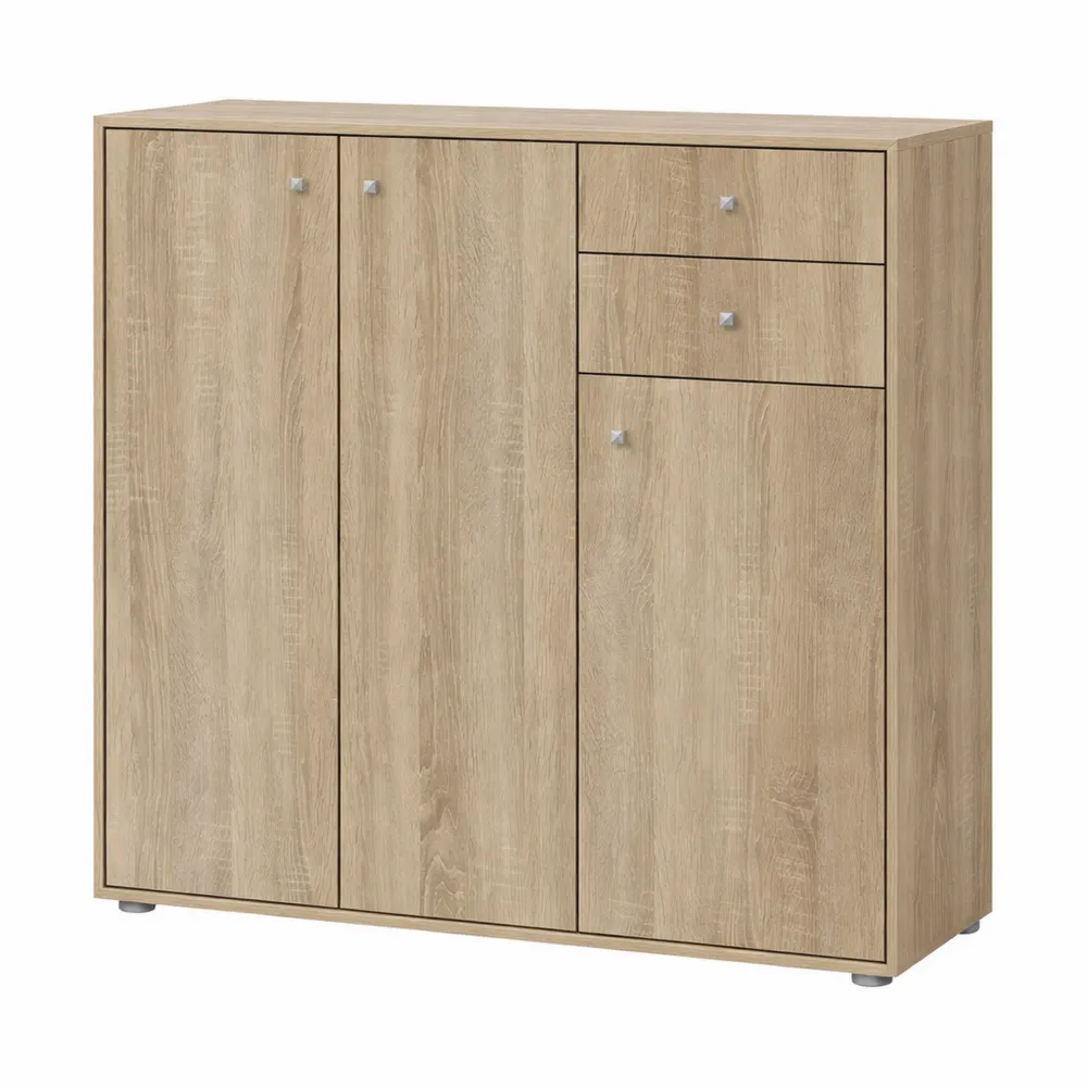 Kommode mit 3 Türen und 2 Schubladen, Holzwerkstoff, Sonoma Eiche