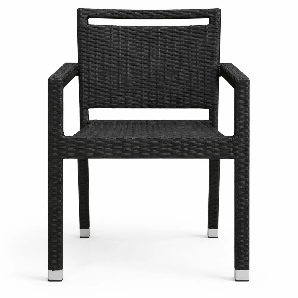 Stapelbarer Gartenstuhl mit Armlehnen, wetterfest, 150 kg Tragkraft, schwarz