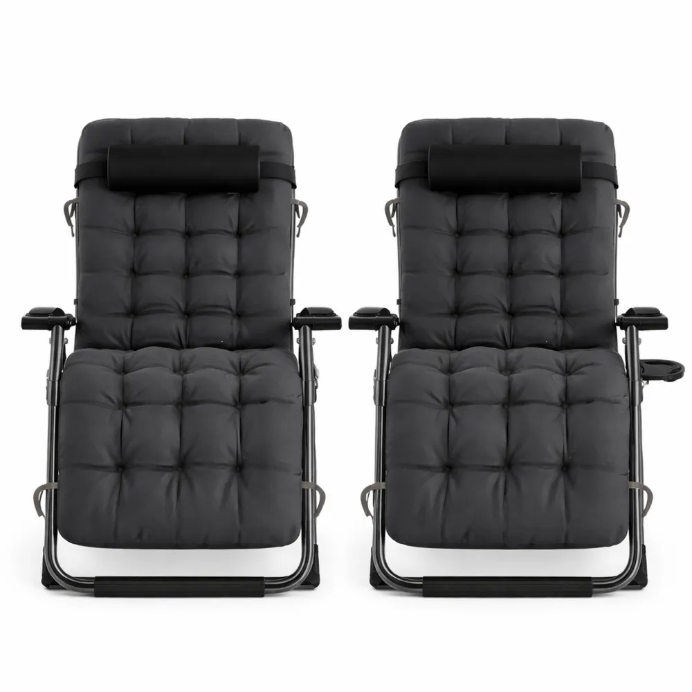 Klappbare Relaxliege mit Kissen und Getränkehalter, Atmungsaktive Garten- und Campingliege