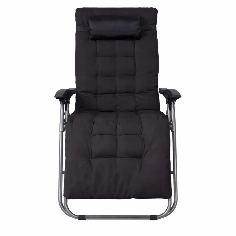 Kompakter Liegestuhl klappbar mit Kopfkissen und Getränkehalter