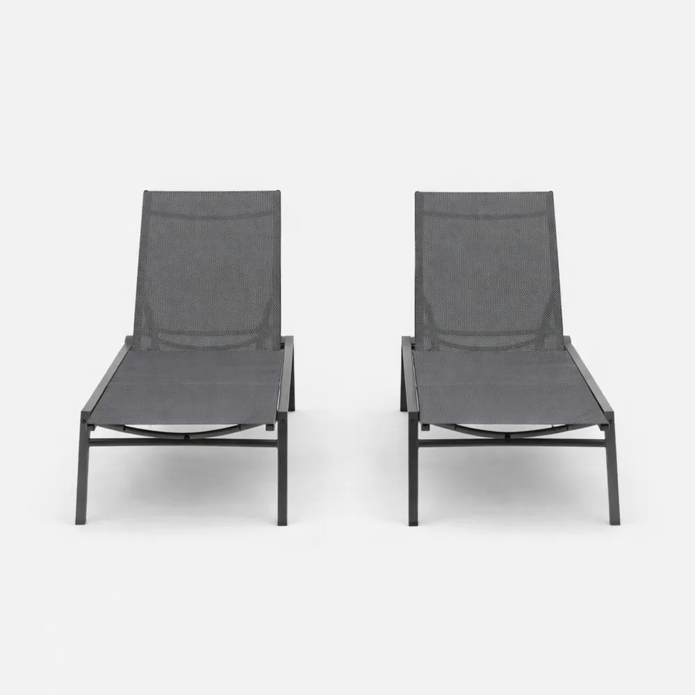 Gartenliege-Set für Zwei mit Verstellbarem Kopfteil