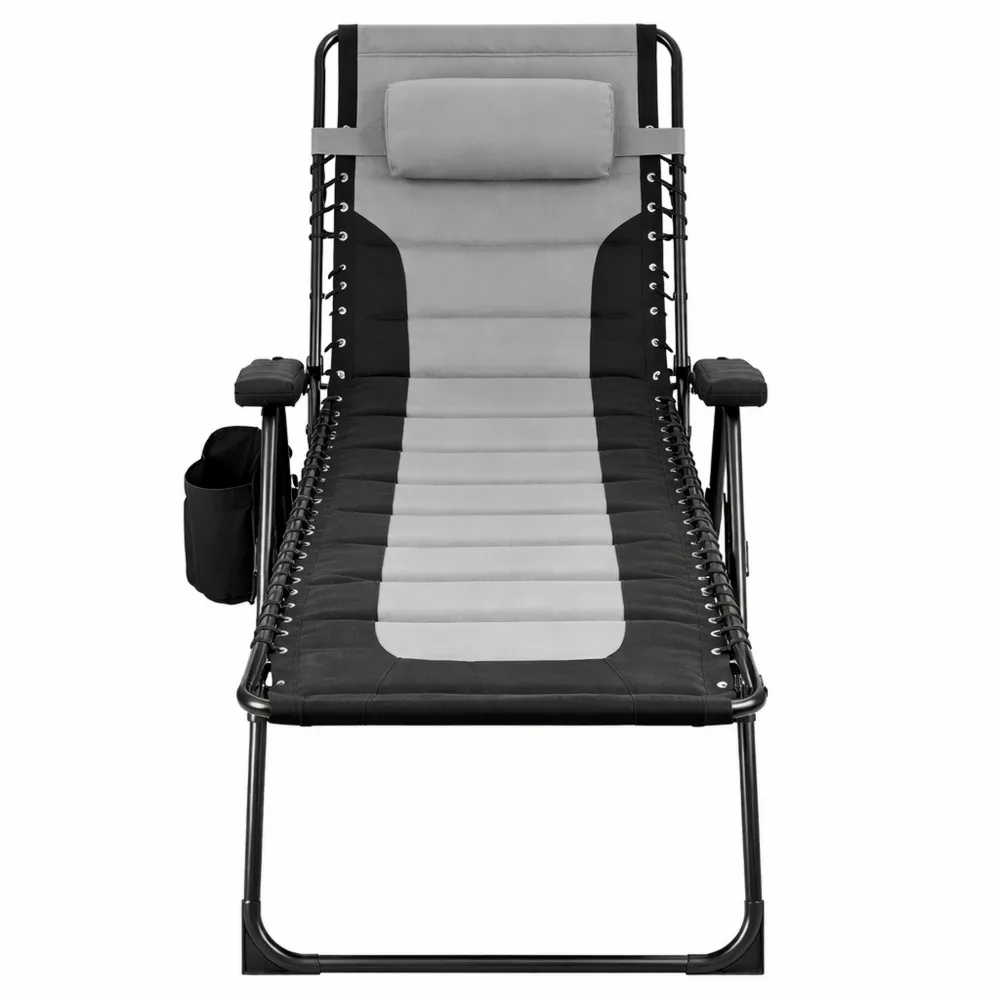Klappbarer XXL Liegestuhl mit Verstellbarer Rückenlehne und Seitentasche