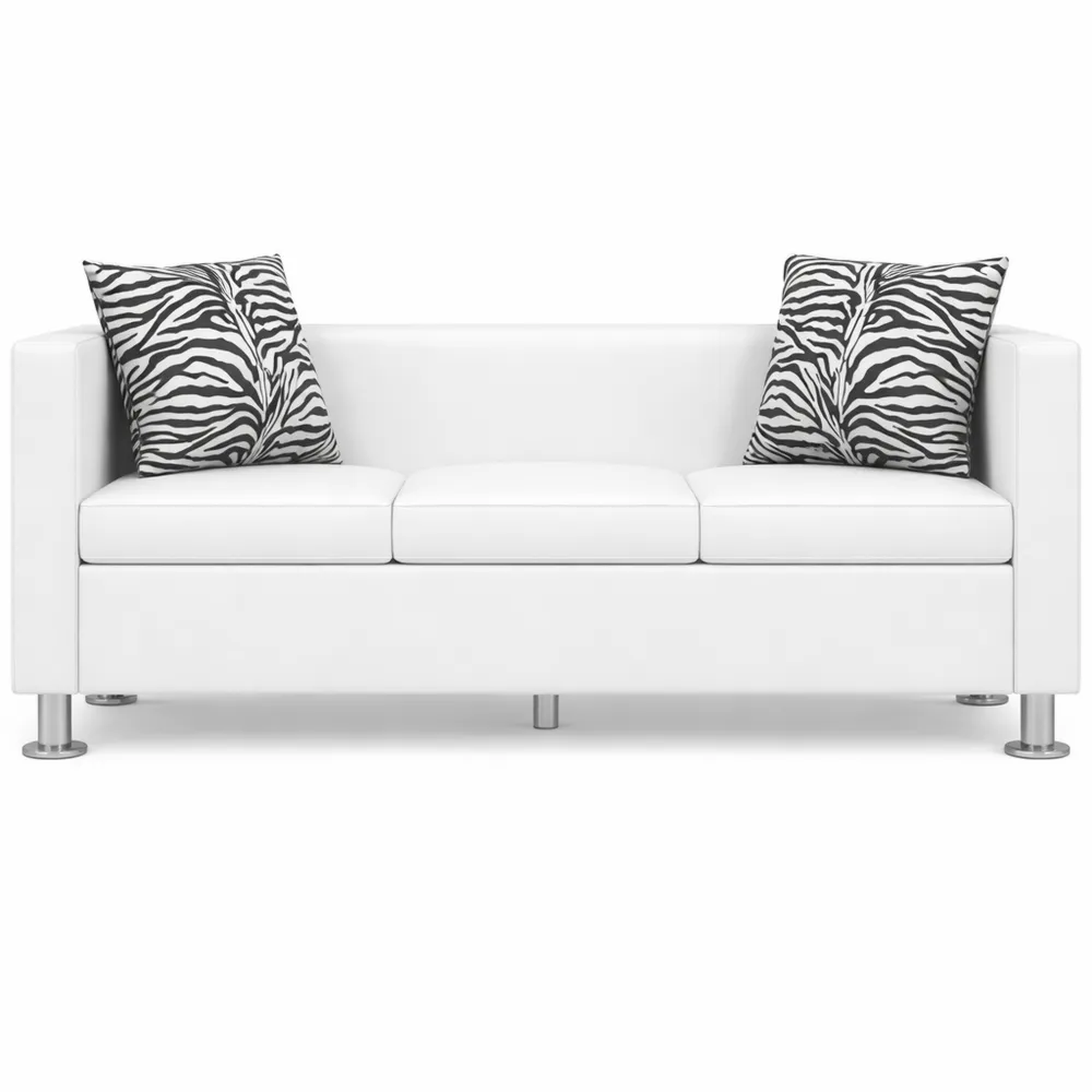 Komfortables 3-Sitzer Kunstleder Sofa, Weiß