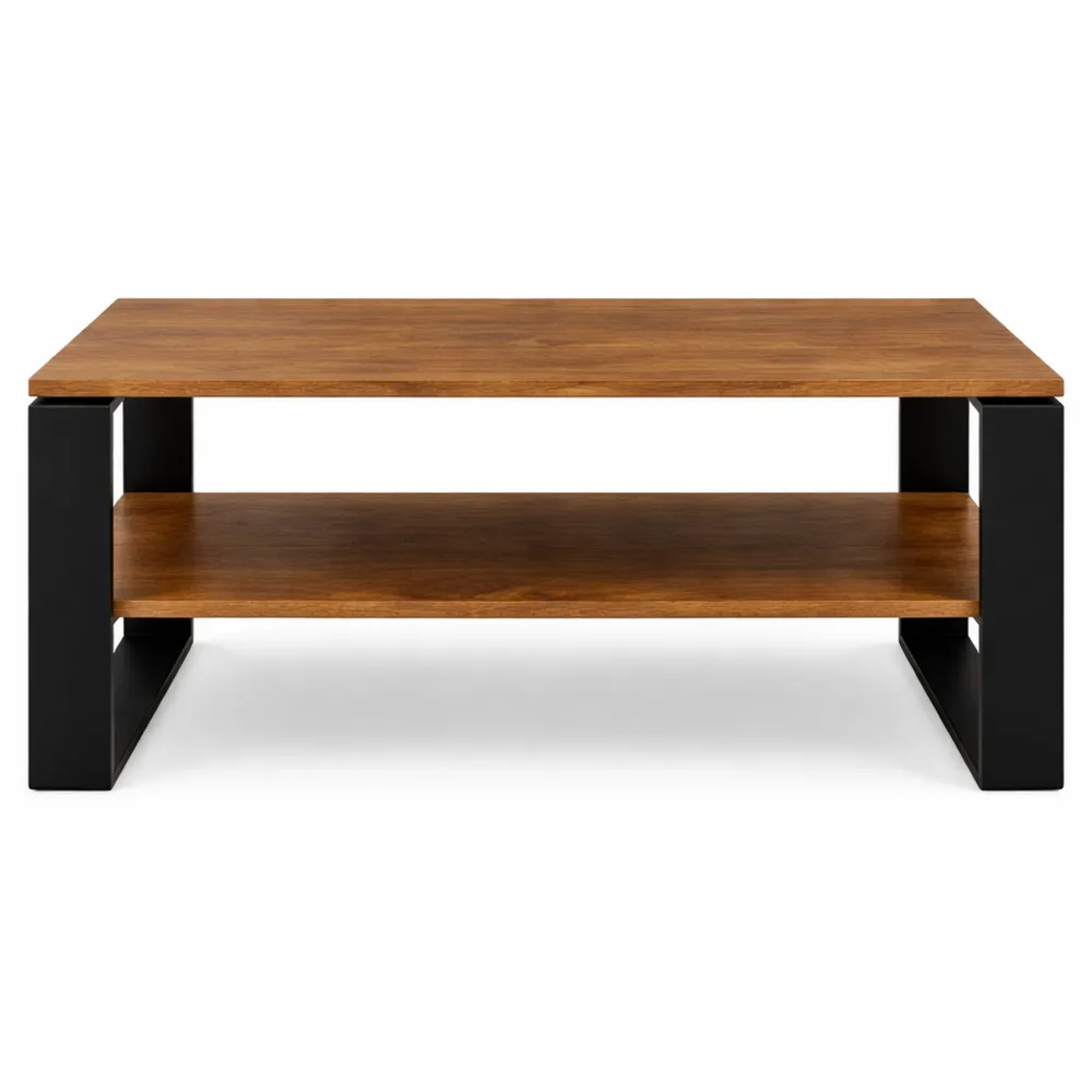 Moderner Couchtisch aus Holz mit zusätzlicher Ablage