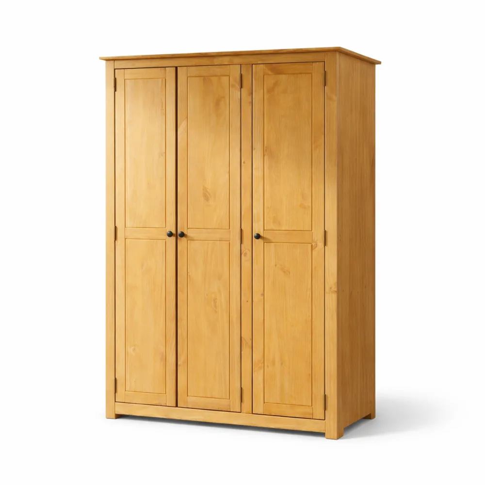 Massiver 3-türiger Schlafzimmerschrank aus Kiefer