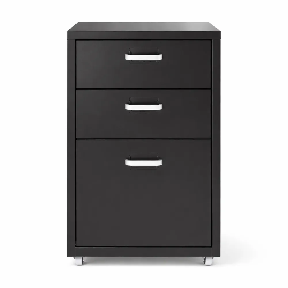 Mobiler Aktenschrank mit 3 Schubladen, Metallschrank mit Rollen für Büro und Zuhause