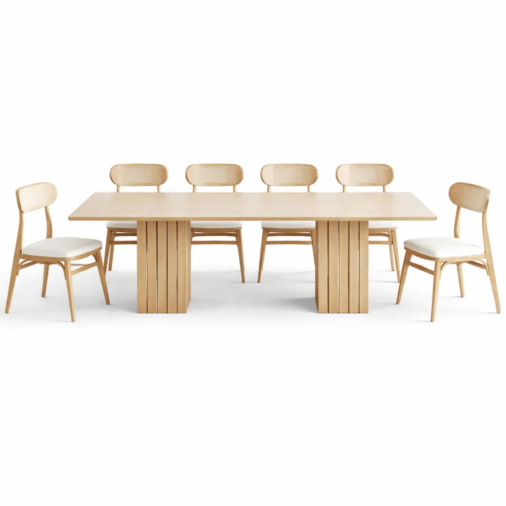 Moderner ausziehbarer Esstisch für 4-8 Personen, weiß, 140cm-220cm, Massivholz