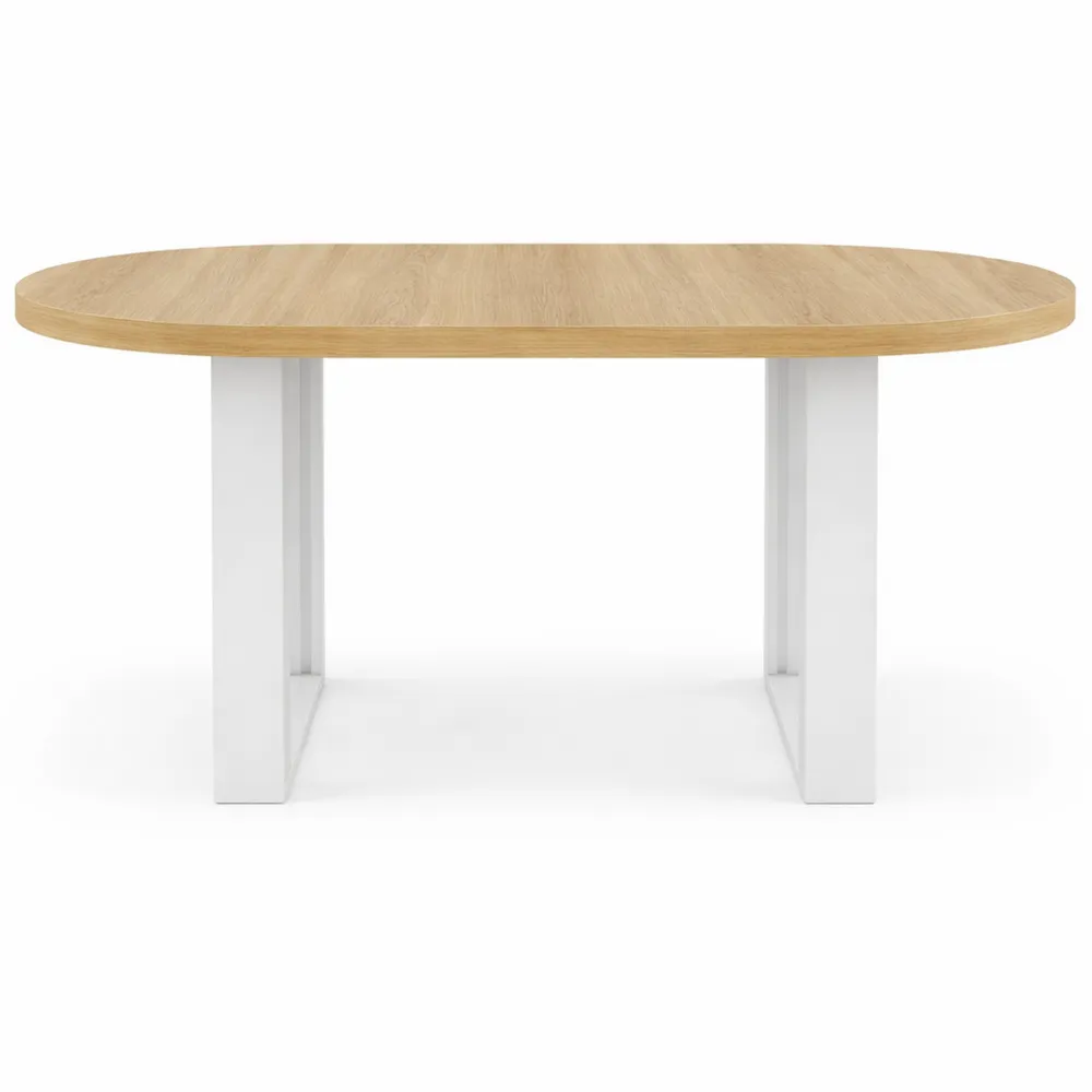 Runder ausziehbarer Esstisch für 6-8 Personen Holz Weiß 120-160 cm