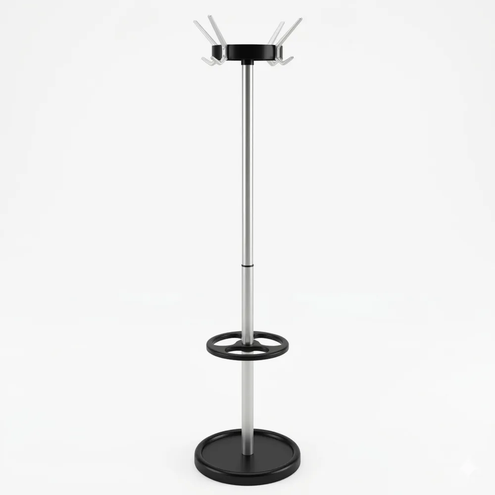 Moderner Garderobenständer in Aluminium und Schwarz für zuhause