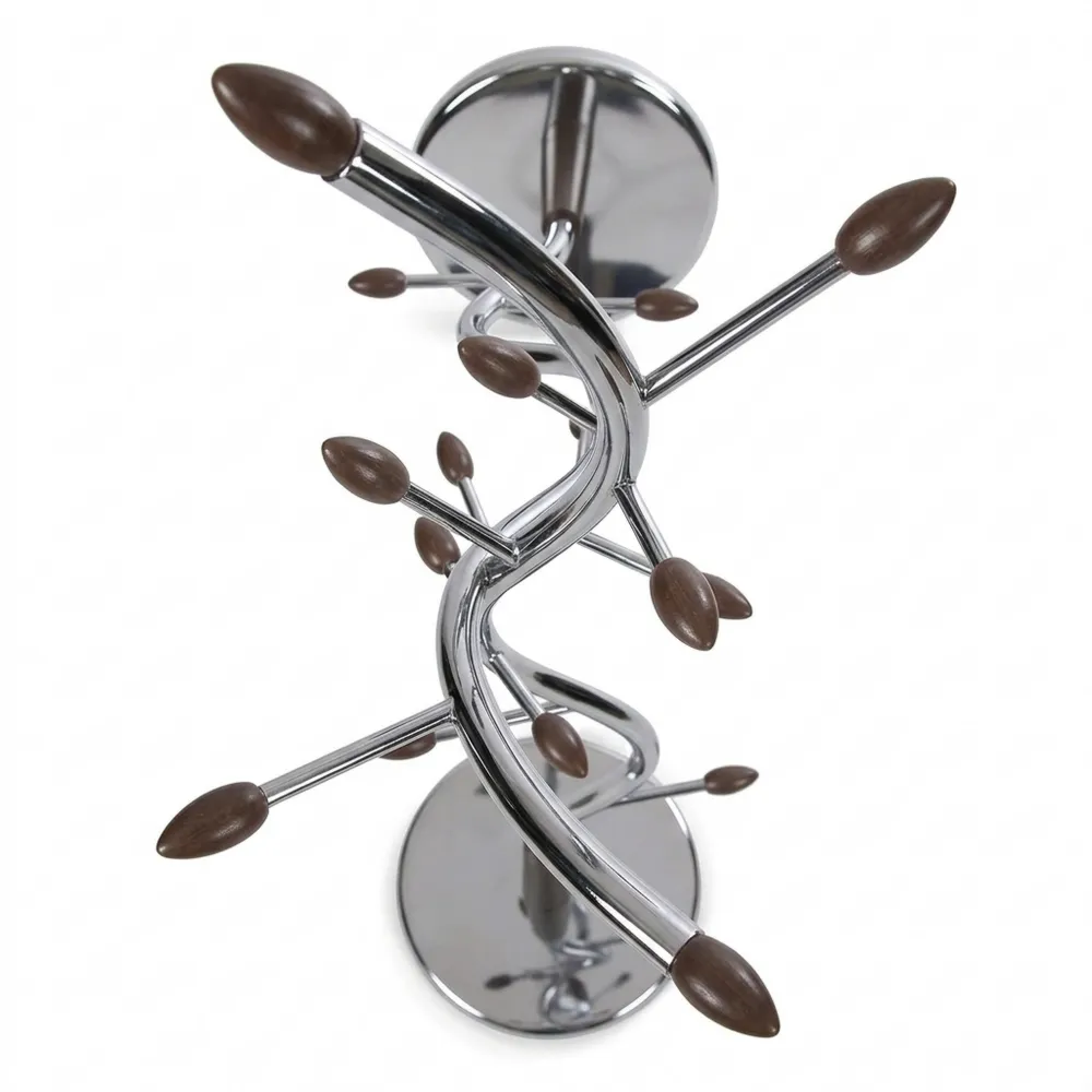 Minimalistischer Garderobenständer mit 9 Haken, Metall, Silber, 185 x 30 x 30 cm