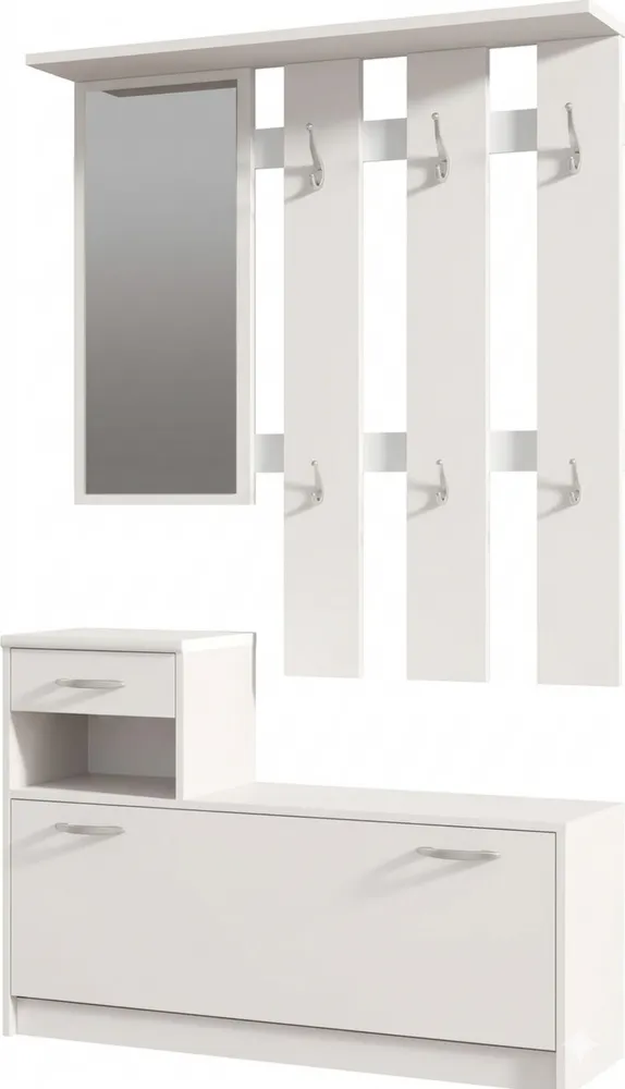 Garderobe mit Spiegel in Weiß Matt für Flur