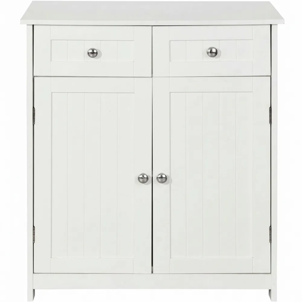 Kompakte weiße Kommode mit Schubladen und Türen für vielseitige Aufbewahrung