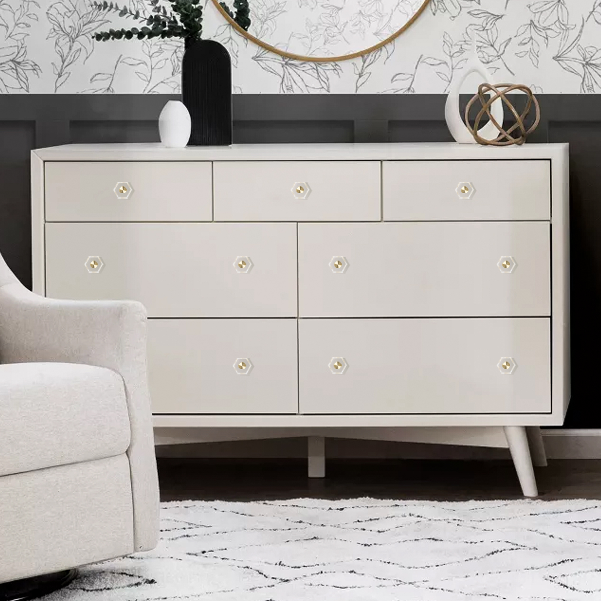 Crystal Hexagonal Cabinet Knobs