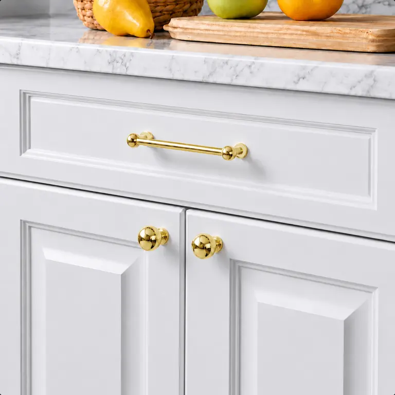 Unlacquered brass hardware developing a natural patina over time