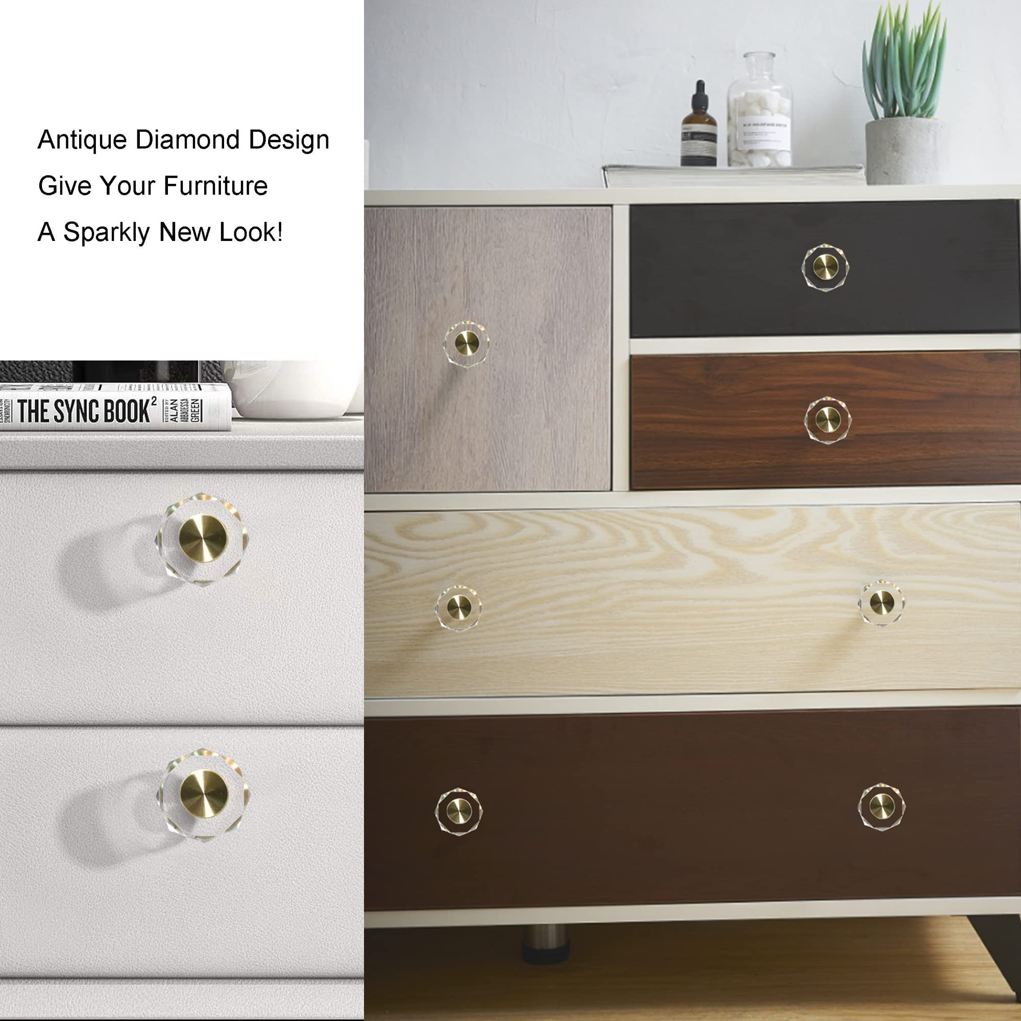 Crystal Polygonal Cabinet Knobs