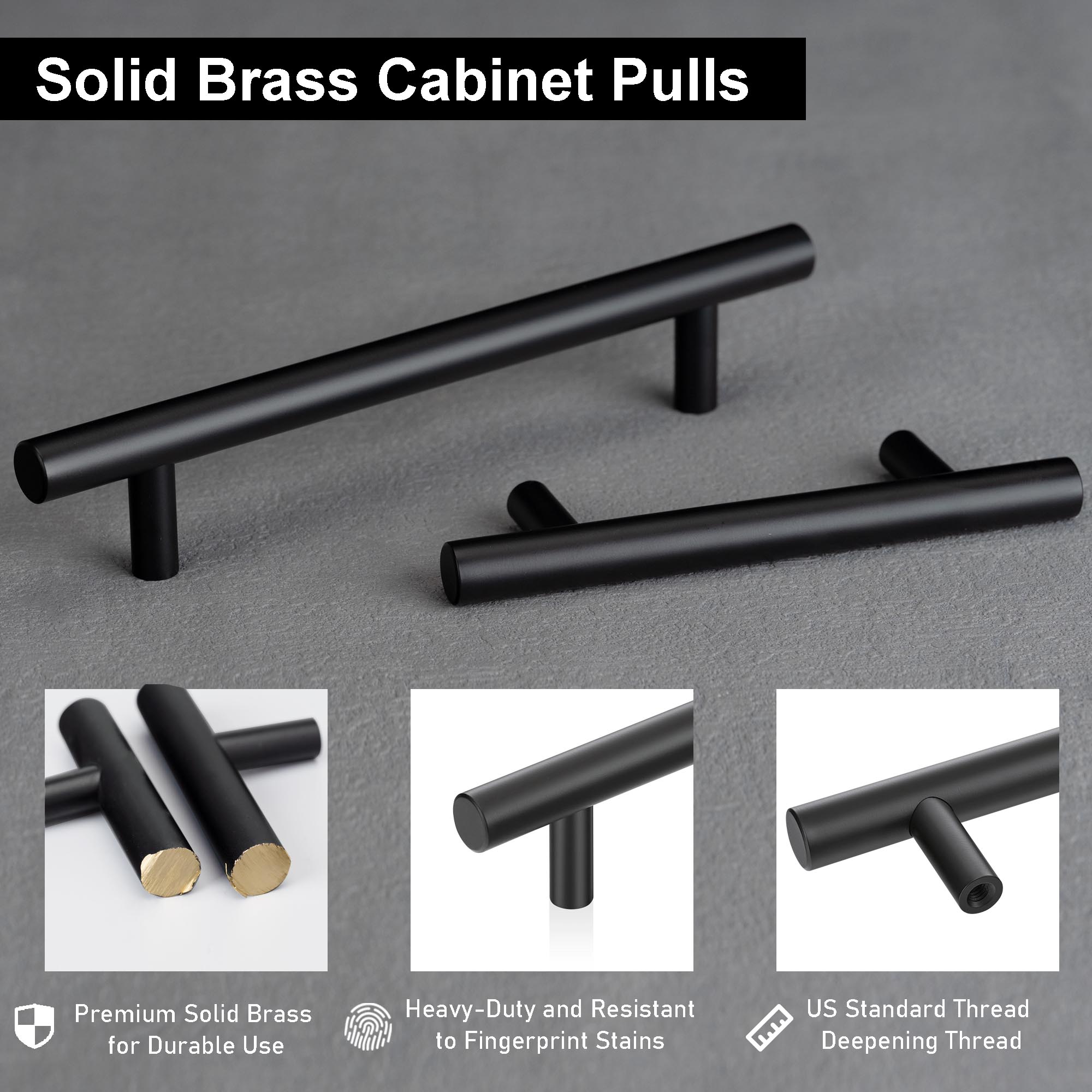 Round Rod Cabinet Pulls Black