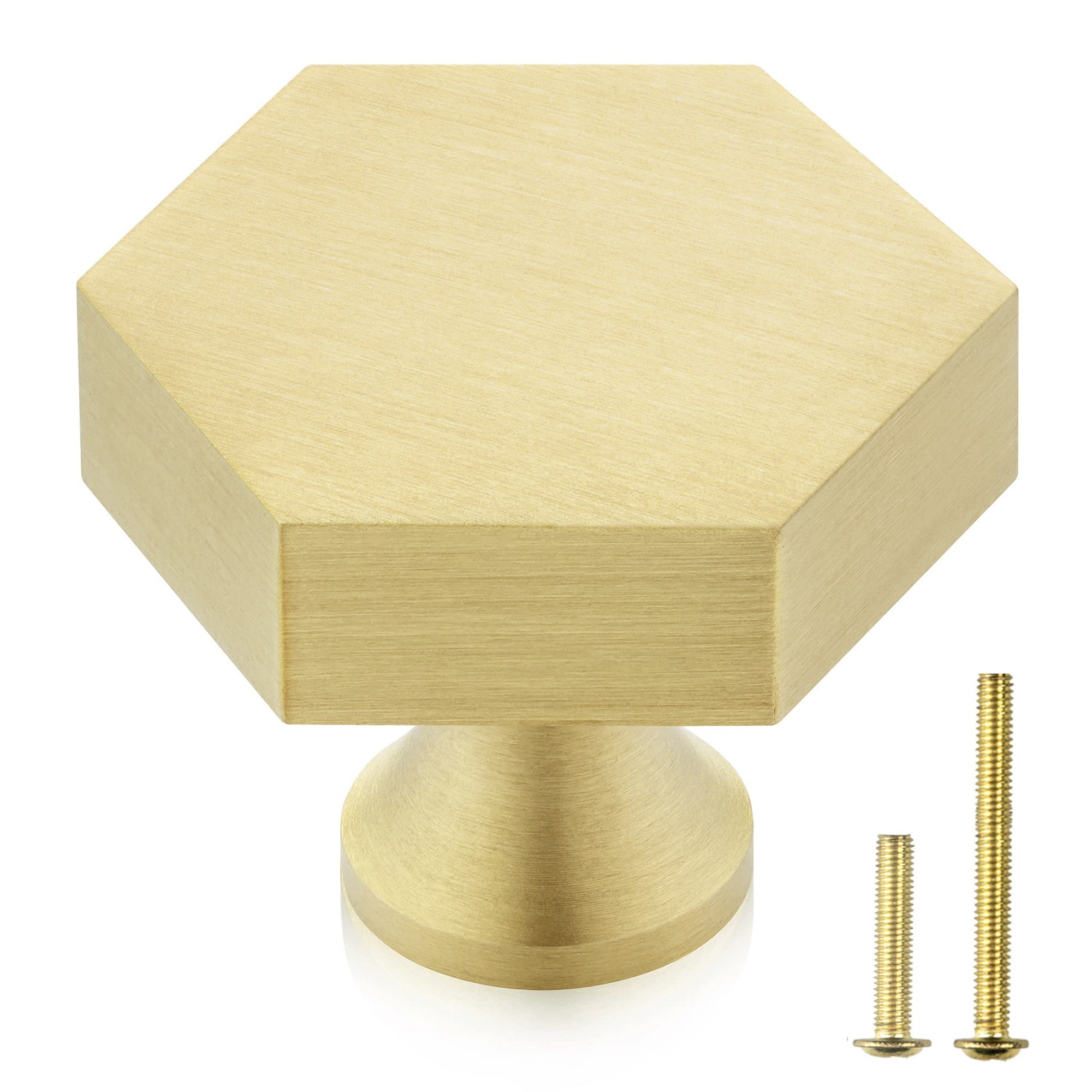 Solid Brass Hexagon Cabinet Knobs