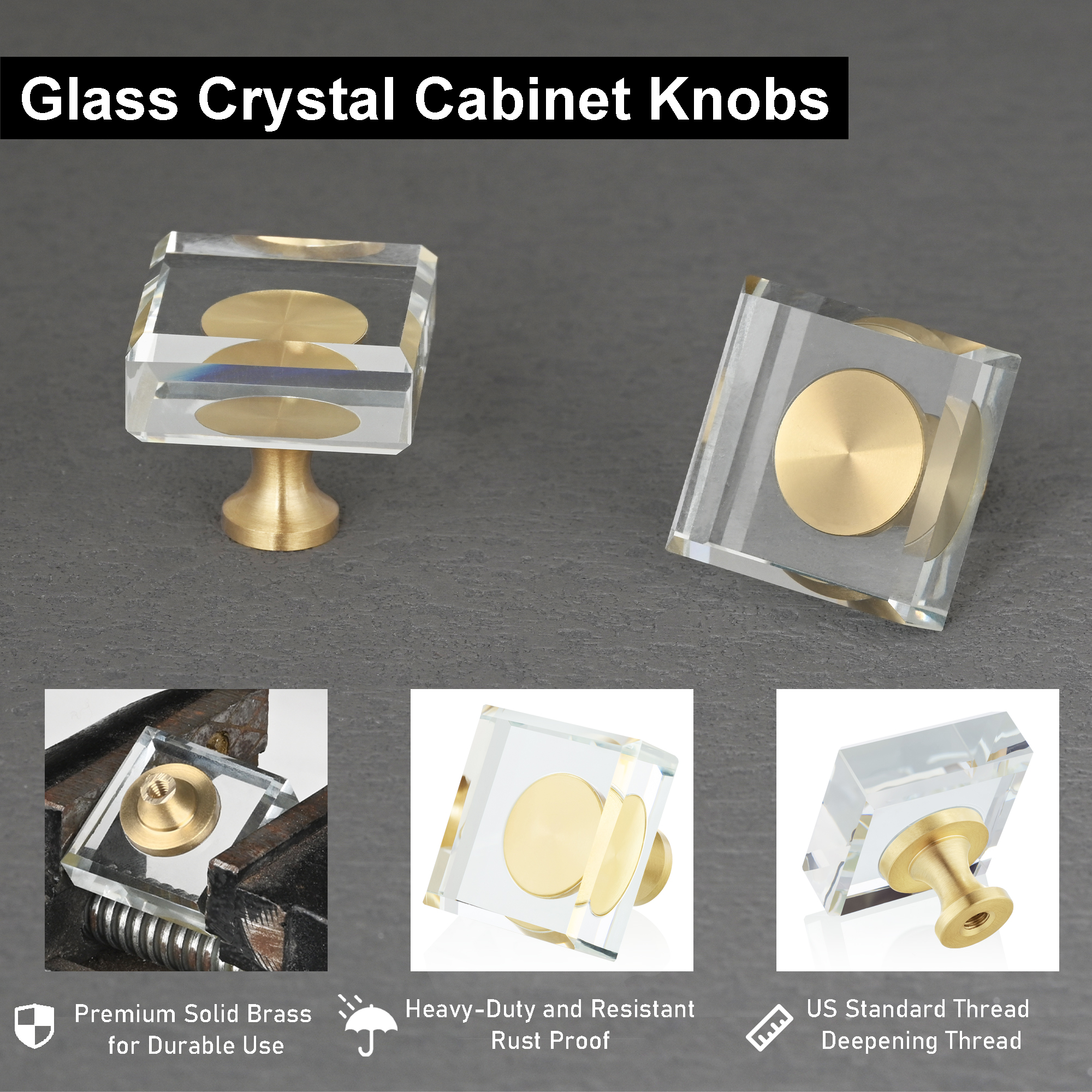 Crystal Square Cabinet Knobs