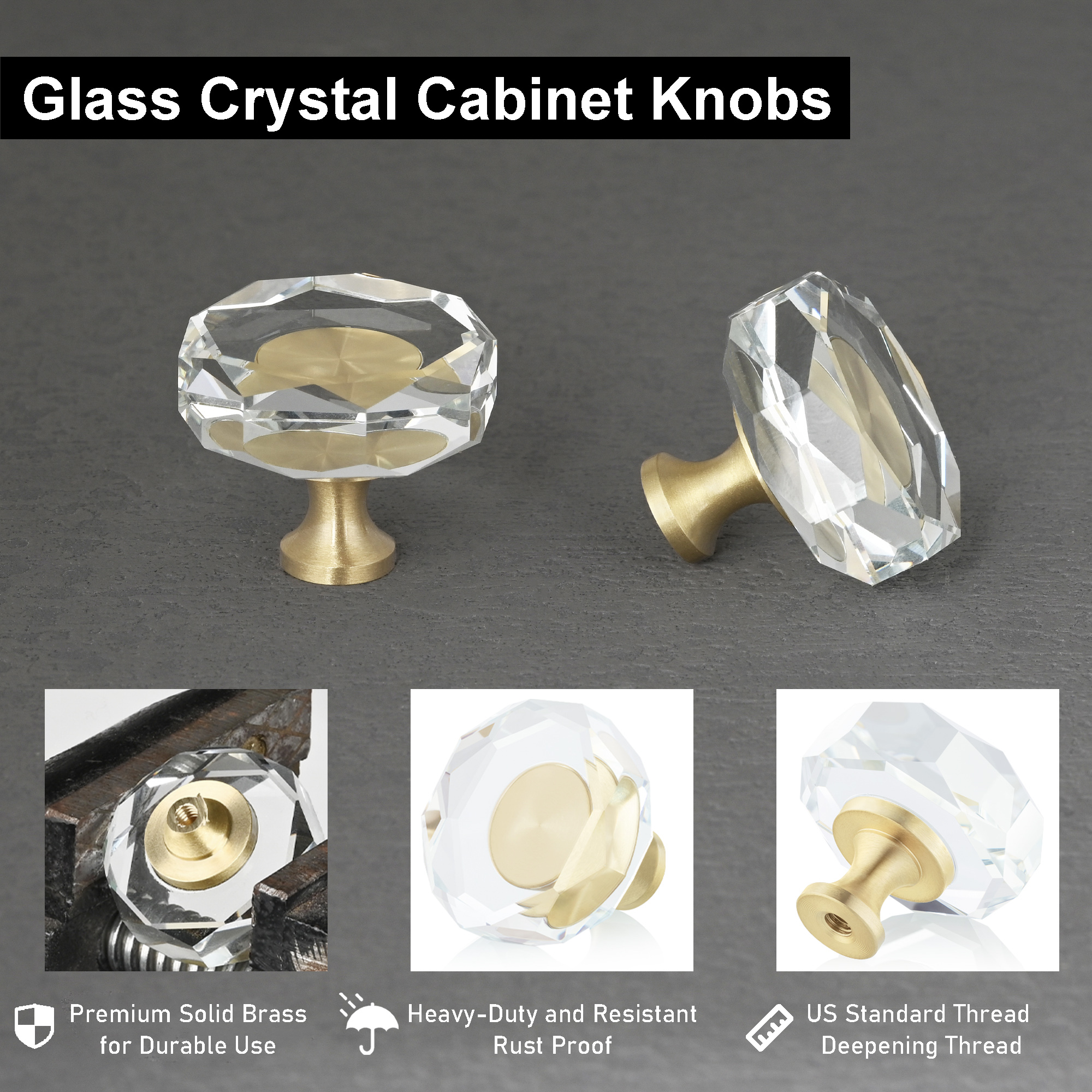 Crystal Polygonal Cabinet Knobs