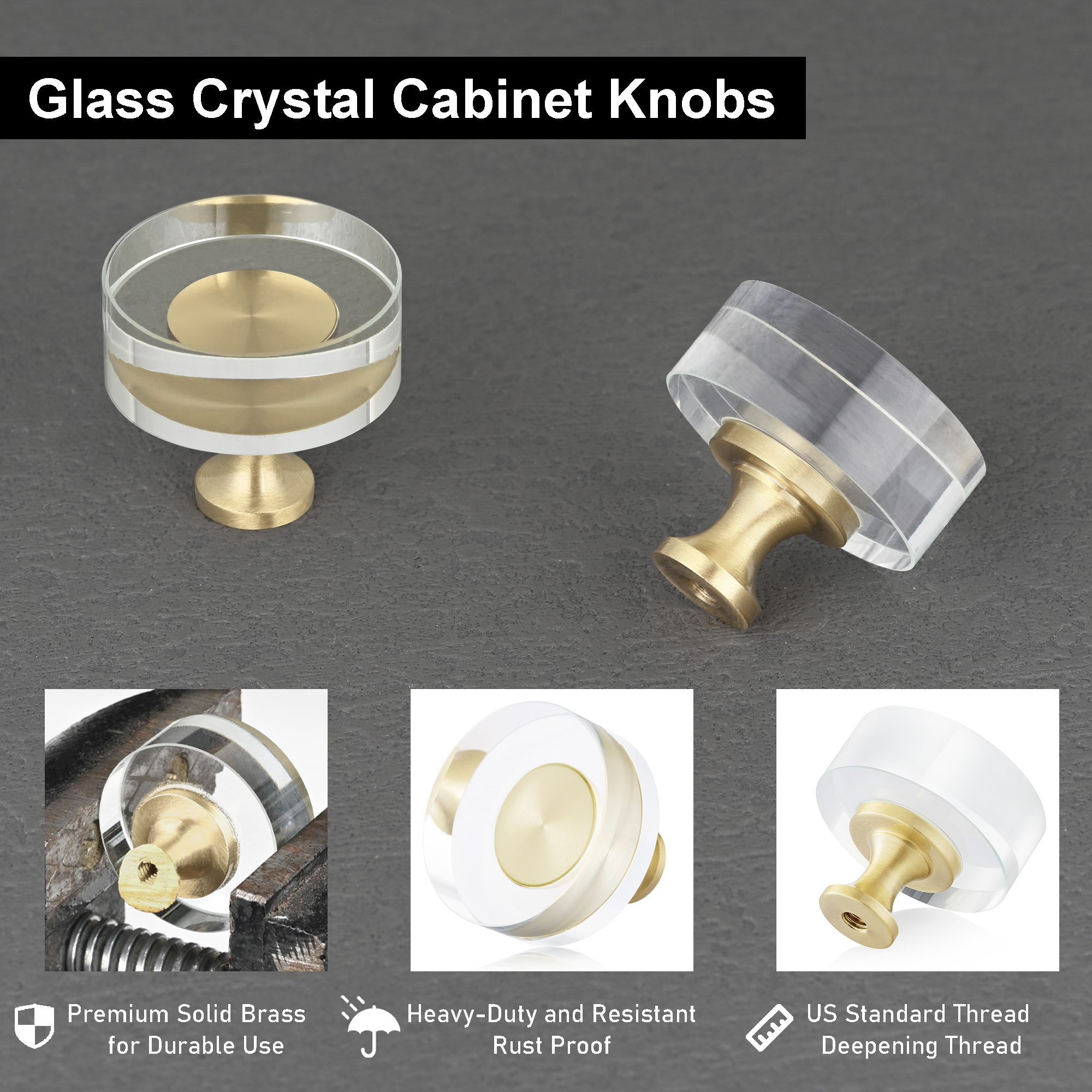Crystal Round Cabinet Knobs