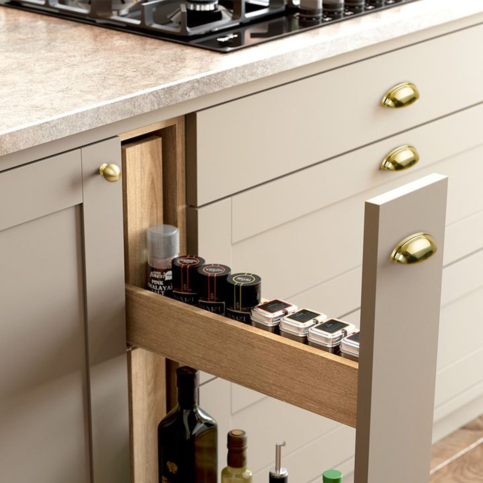 Unlacquered Cup Drawer Pulls