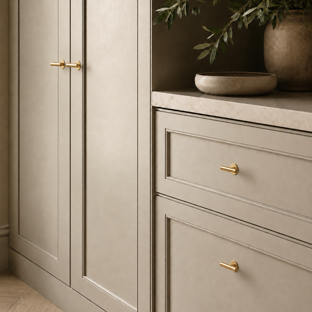 QOGRISUN Brass Single T-Pull with Round Backplate