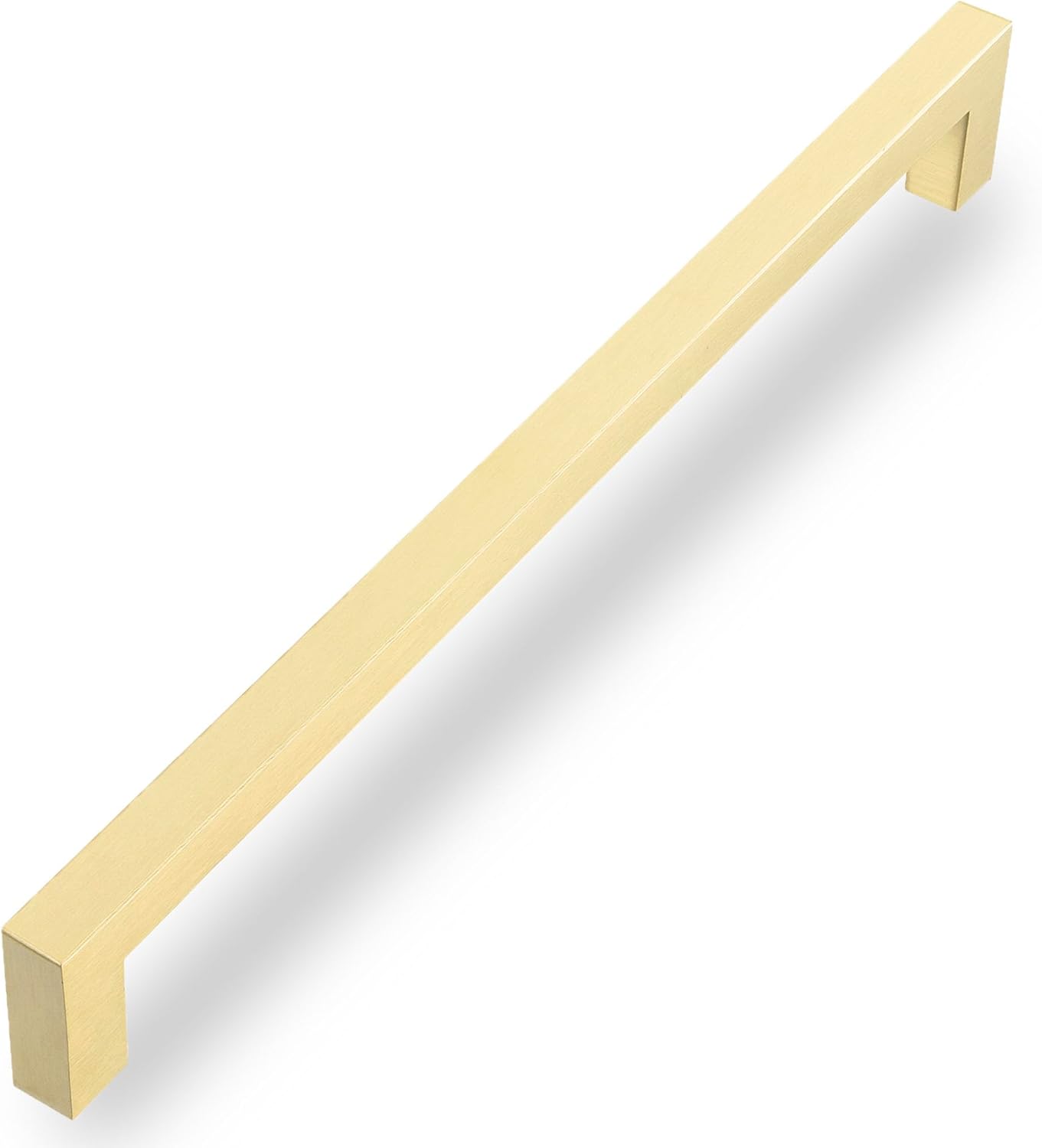 QOGRISUN 5 Pack Solid Brass Cabinet Pulls, 5 Inch Hole Center, Brushed Matte Gold Square Drawer Handles, Modern Brass Hardware for Kitchen Dresser Bathroom Cupboard Furniture