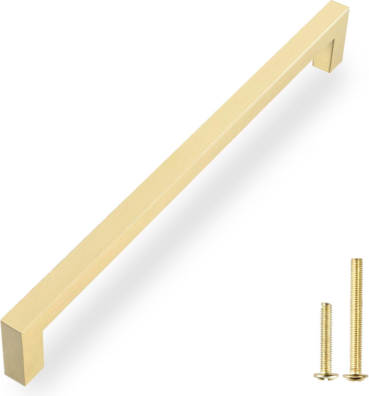 QOGRISUN 5 Pack Solid Brass Cabinet Pulls, 5 Inch Hole Center, Brushed Matte Gold Square Drawer Handles, Modern Brass Hardware for Kitchen Dresser Bathroom Cupboard Furniture