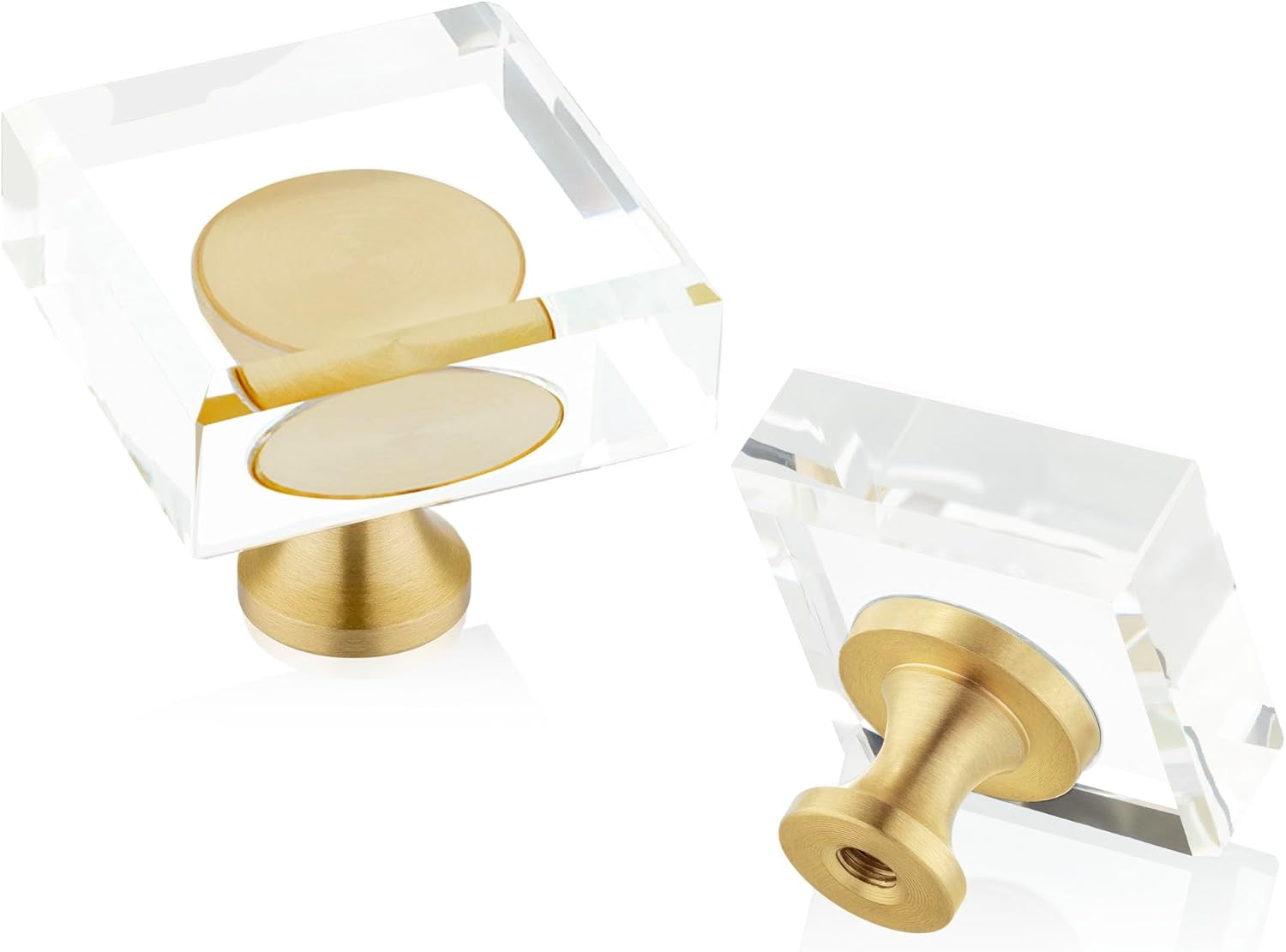 QOGRISUN  Brass Crystal Cabinet Knobs 1-1/2-Inch Hexagon