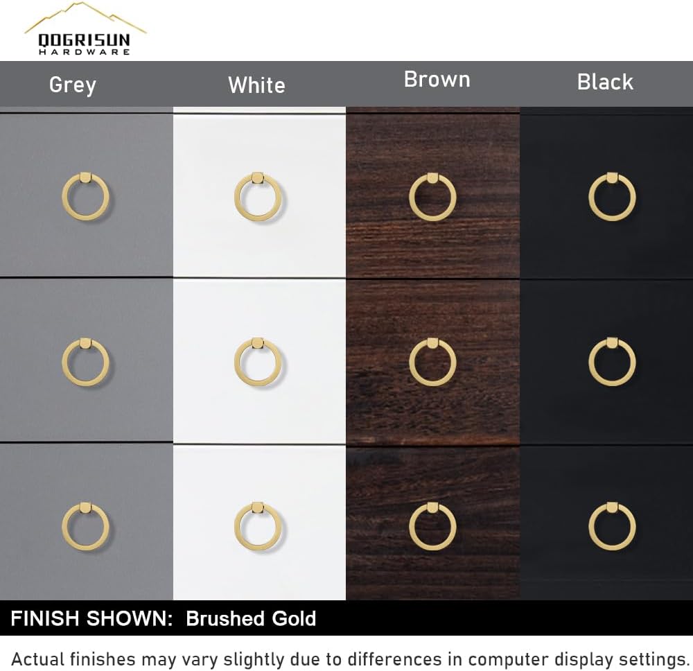 Solid Brass Ring Pulls for Dresser Drawer