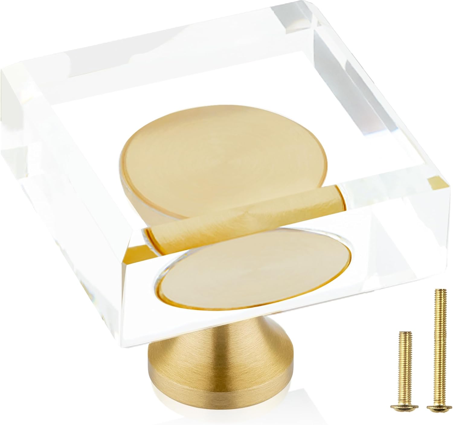 QOGRISUN  Brass Crystal Cabinet Knobs 1-1/2-Inch Hexagon