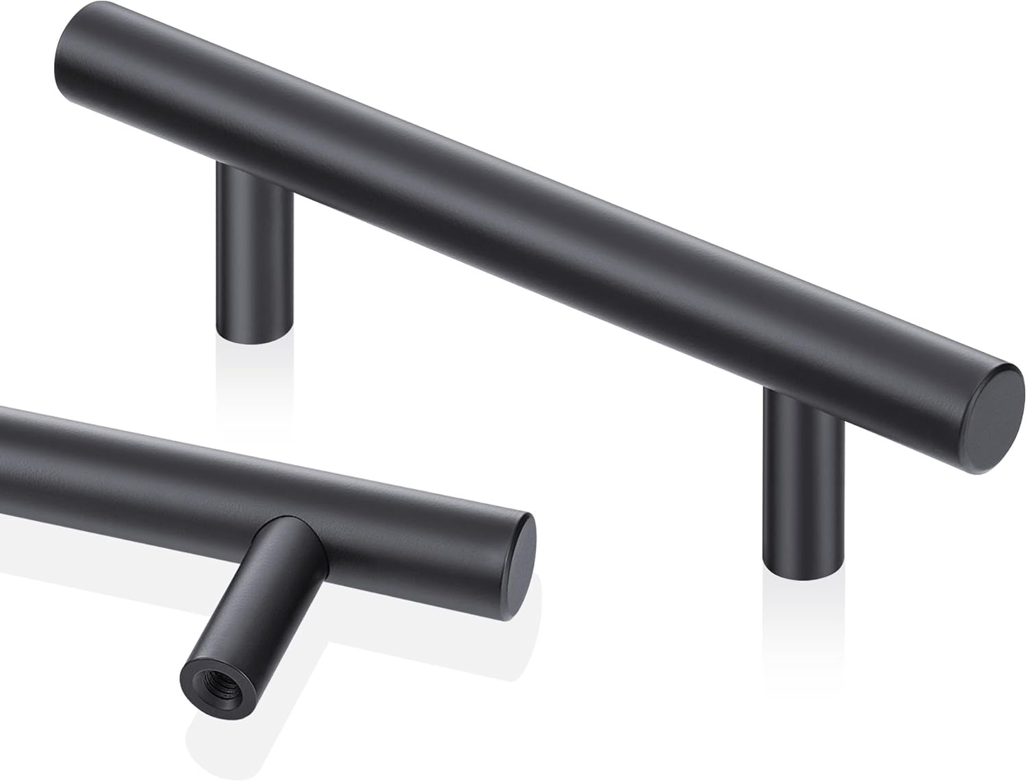 QOGRISUN 4-Pack Solid Brass Cabinet Pulls, Brushed Nickel Euro Style T-Bar Handles, 5 Inch Hole Center, Modern Drawer and Cabinet Hardware for Kitchen, Dresser, Bathroom Vanity