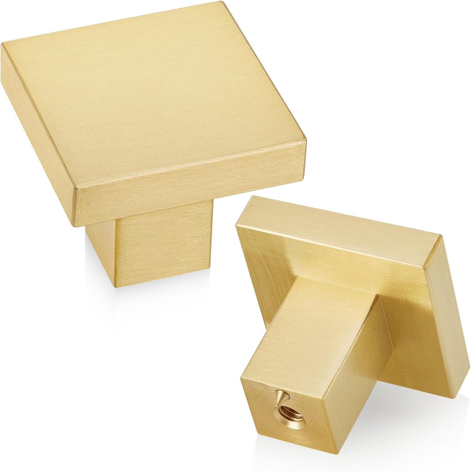 QOGRISUN 5 Pack Solid Brass Cabinet Pulls, 5 Inch Hole Center, Brushed Matte Gold Square Drawer Handles, Modern Brass Hardware for Kitchen Dresser Bathroom Cupboard Furniture