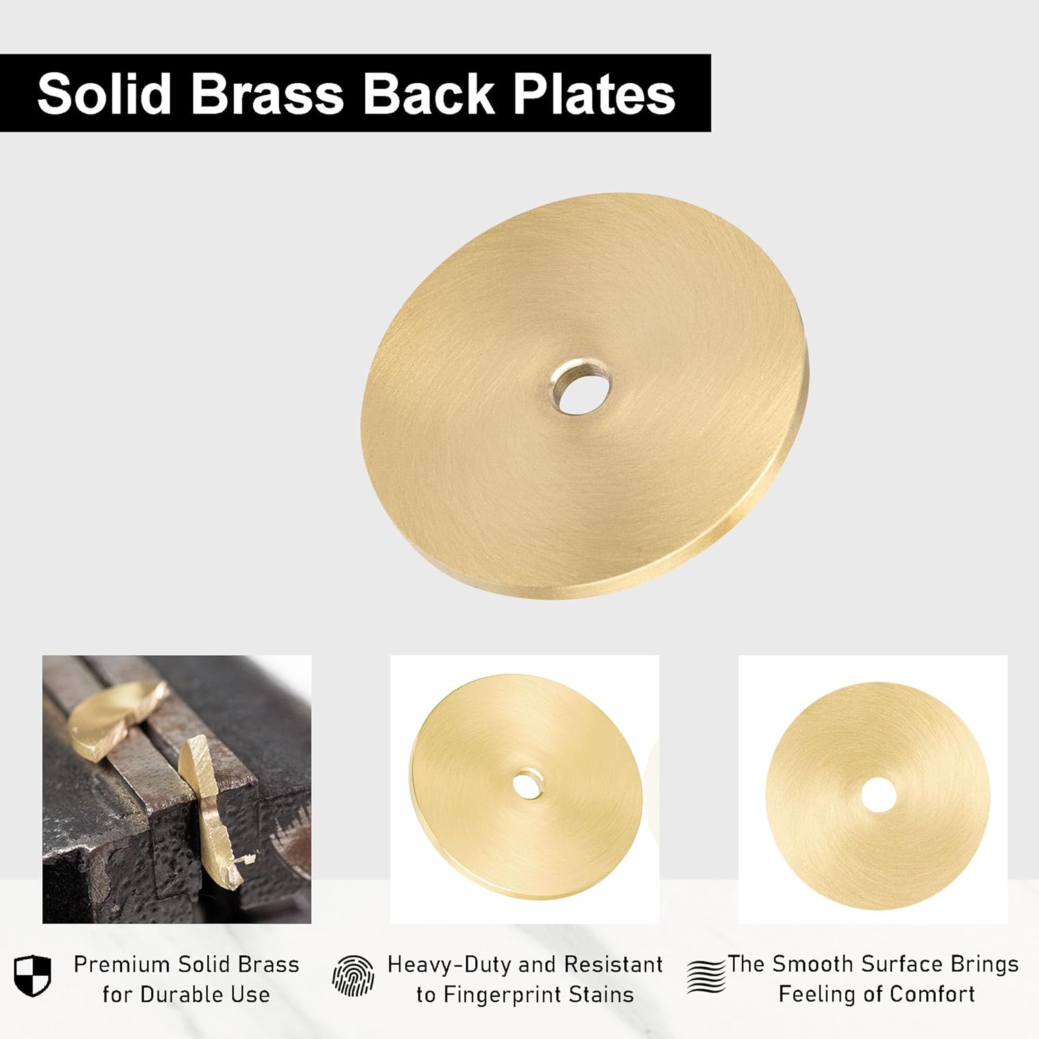 Solid Brass Cabinet Knobs Back Plates