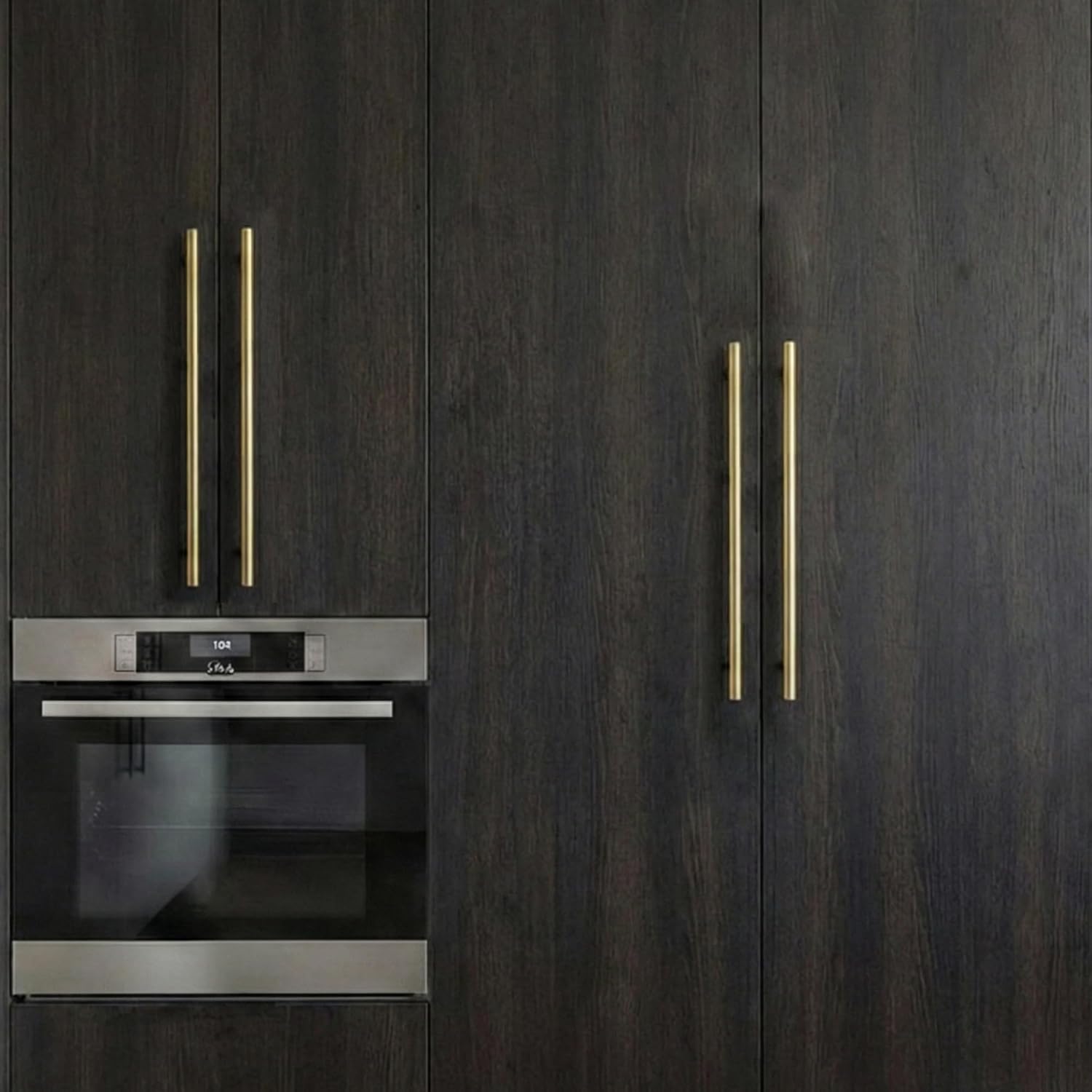 QOGRISUN 1-Pack Solid Brass Cabinet Pulls, Gold Long Drawer Handles, 18 Inch Hole Center for Large Kitchen Cabinets, Cupboard, Dresser, Wardrobe Closet Door, BrushecBrass Finish